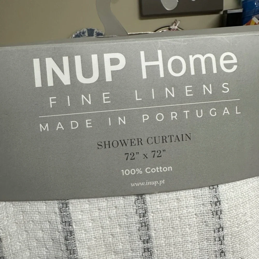 INUP Home shower curtain from Portugal Gray White Textured Stripes - New